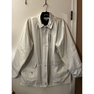 1 Madison Off-White Hooded Barn Jacket with Striped Lining - XL